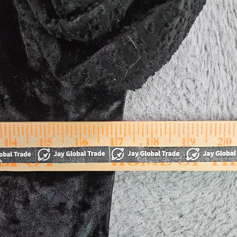 Ivy Jane Black Crushed Velvet Mixed Media Tie Cuff High Low Top Small‎ - Picture 5 of 7